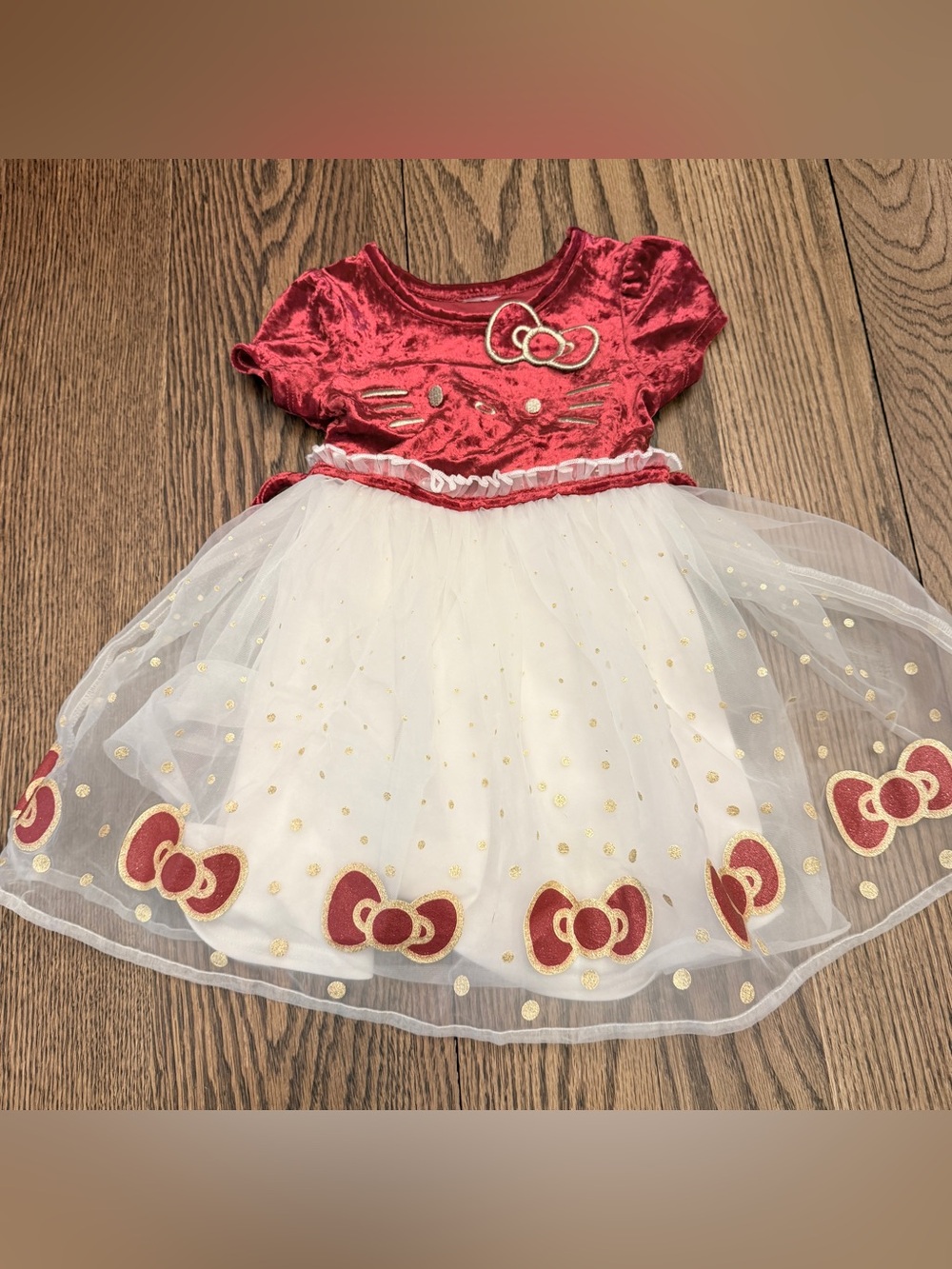 Hello Kitty Girls Embroidered Velvet Dress Sz 4T Holiday Dress TT